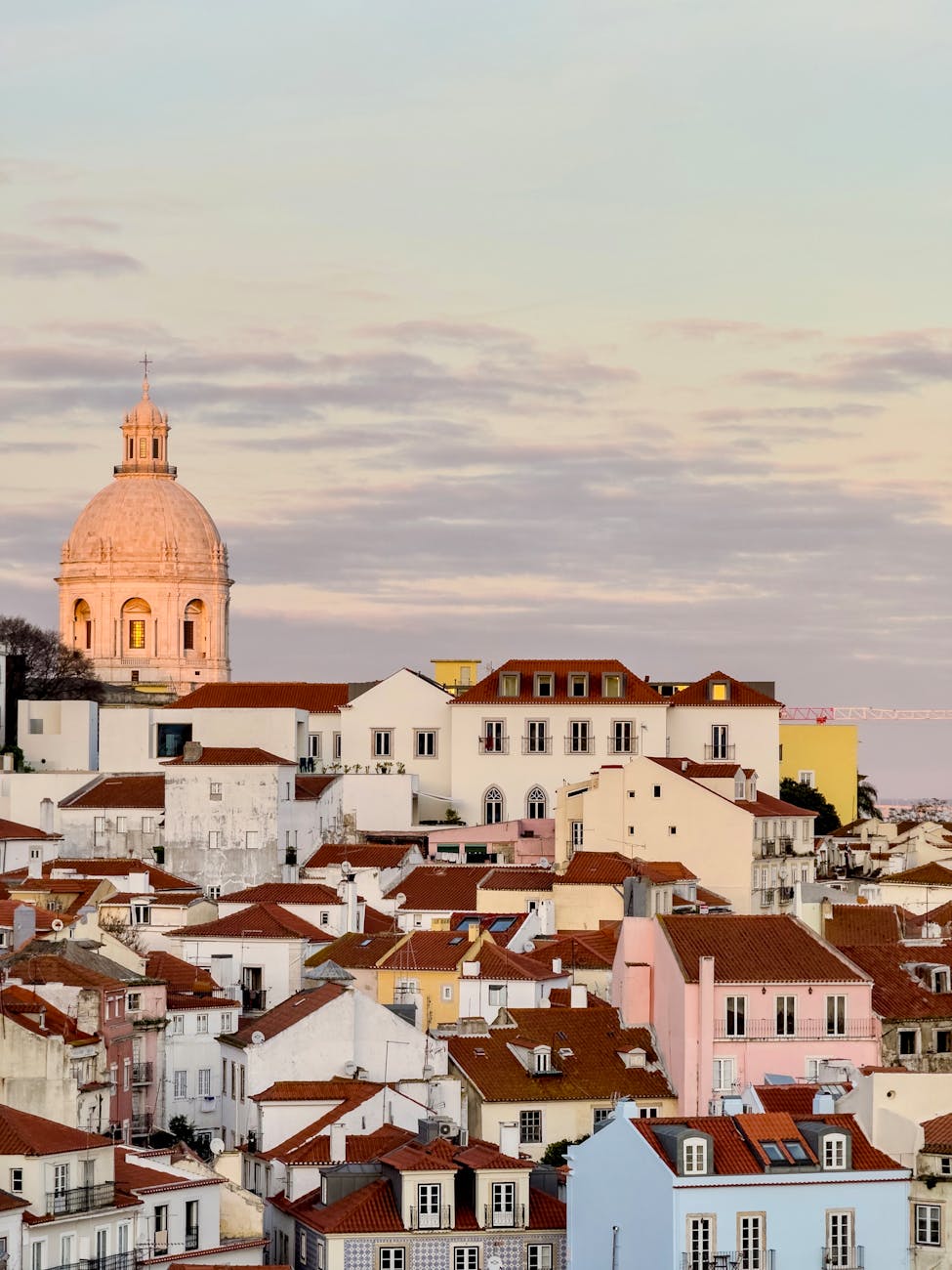 scenic view of lisbon rooftops at sunset